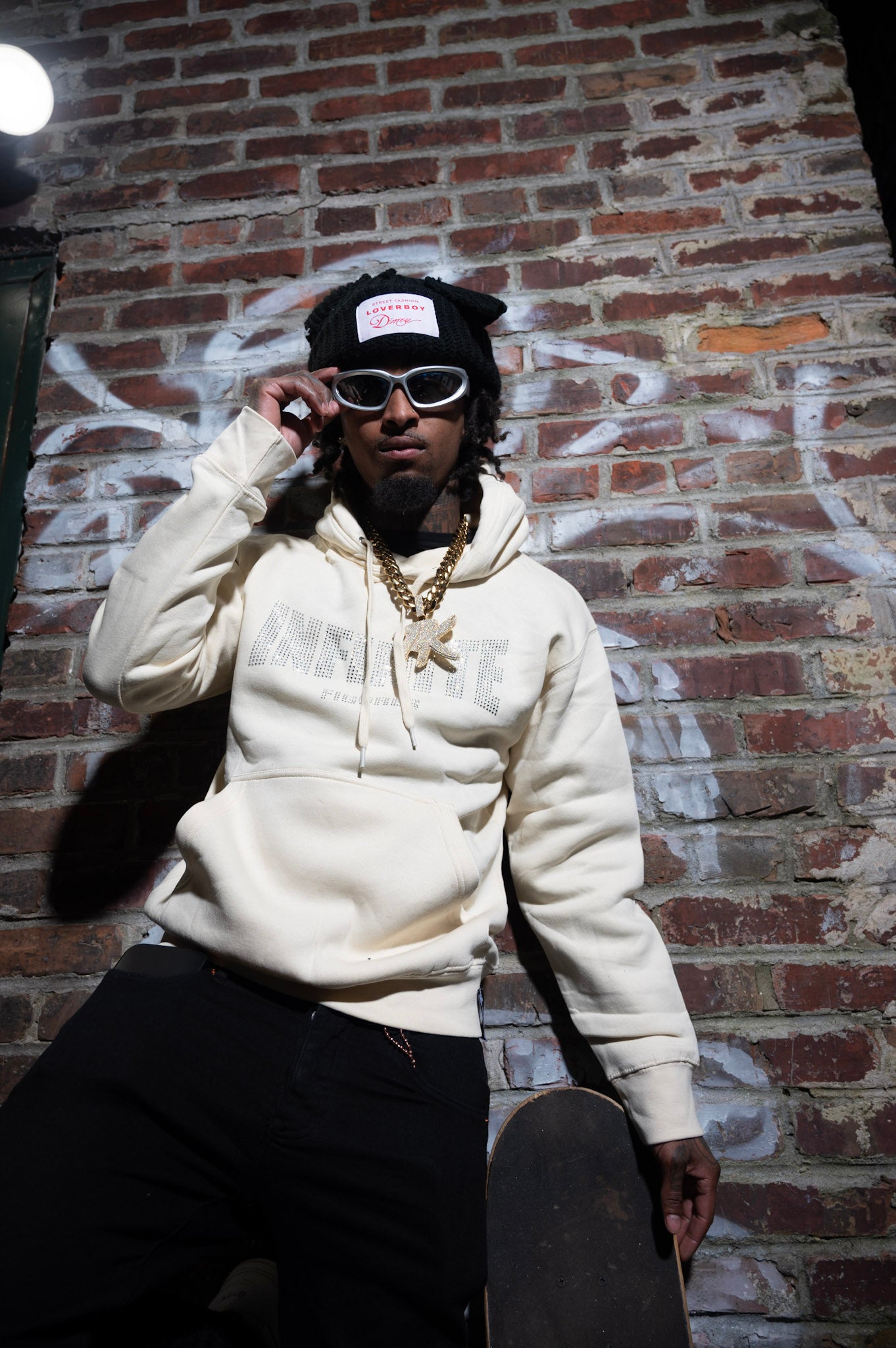 Cream Rhinestone Hoodie