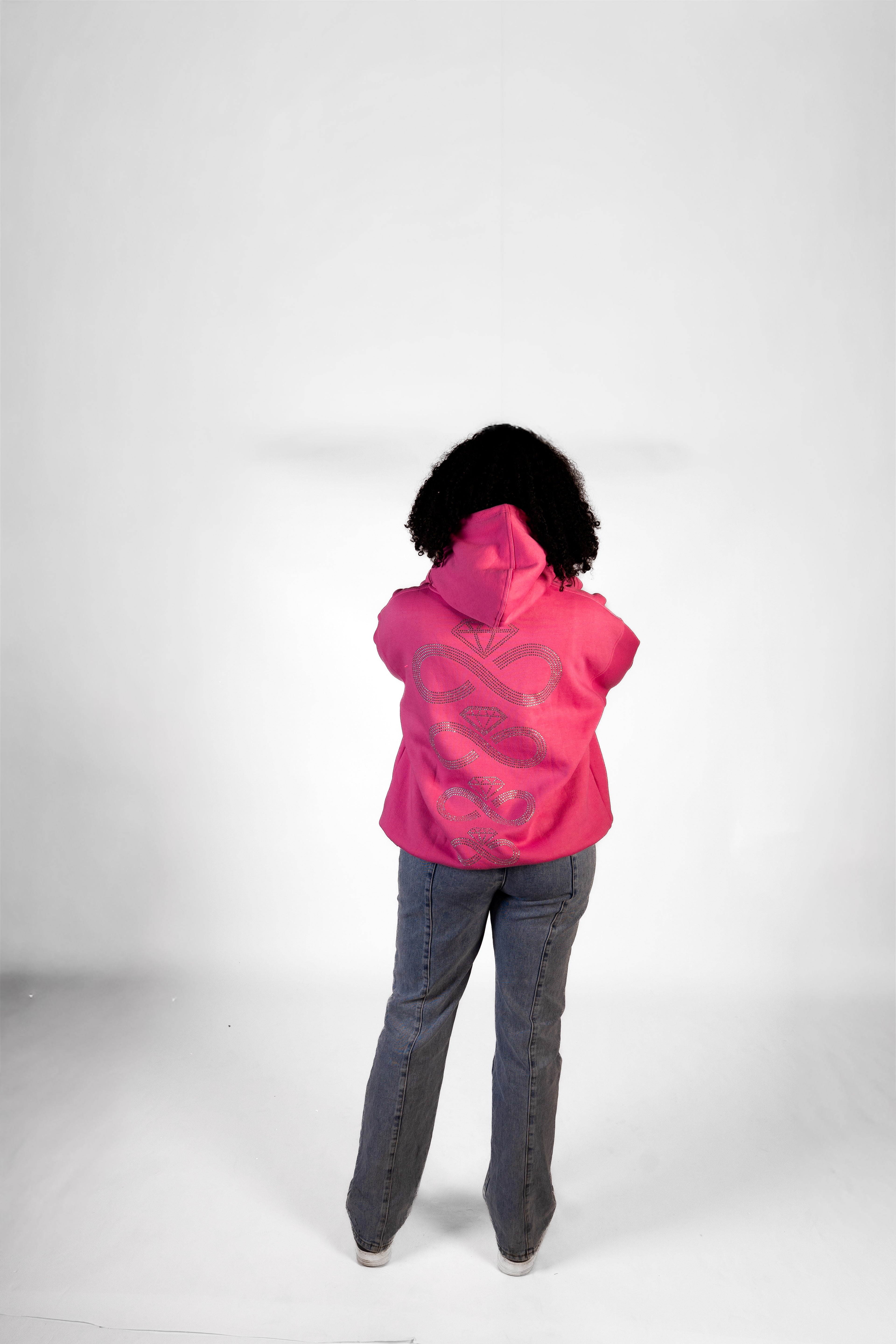 PINK RHINESTONE HOODIE