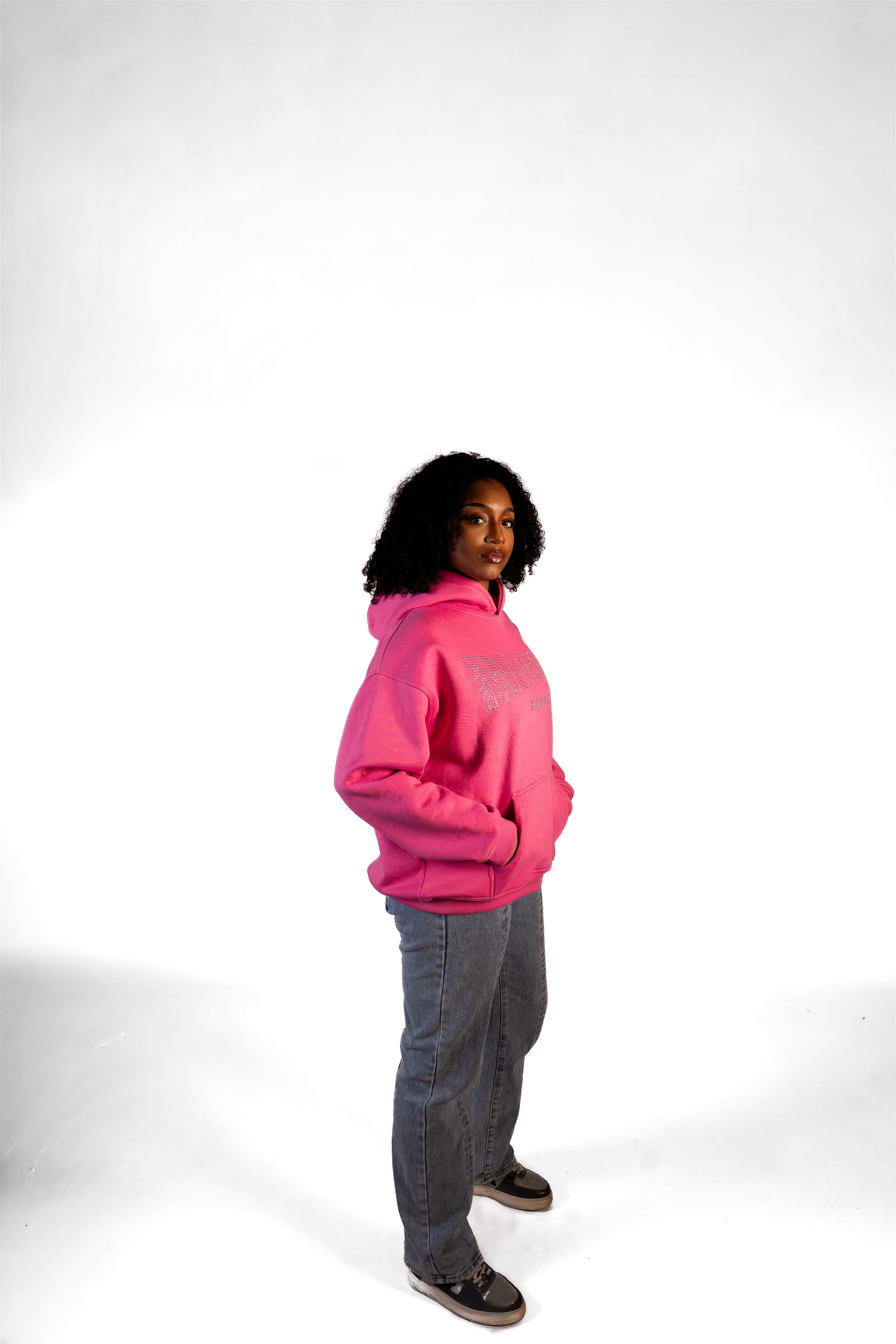 PINK RHINESTONE HOODIE