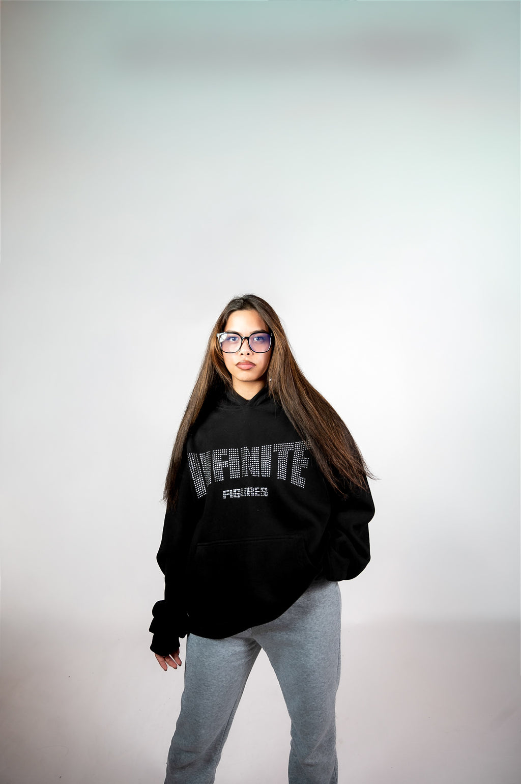 BLACK RHINESTONE HOODIE