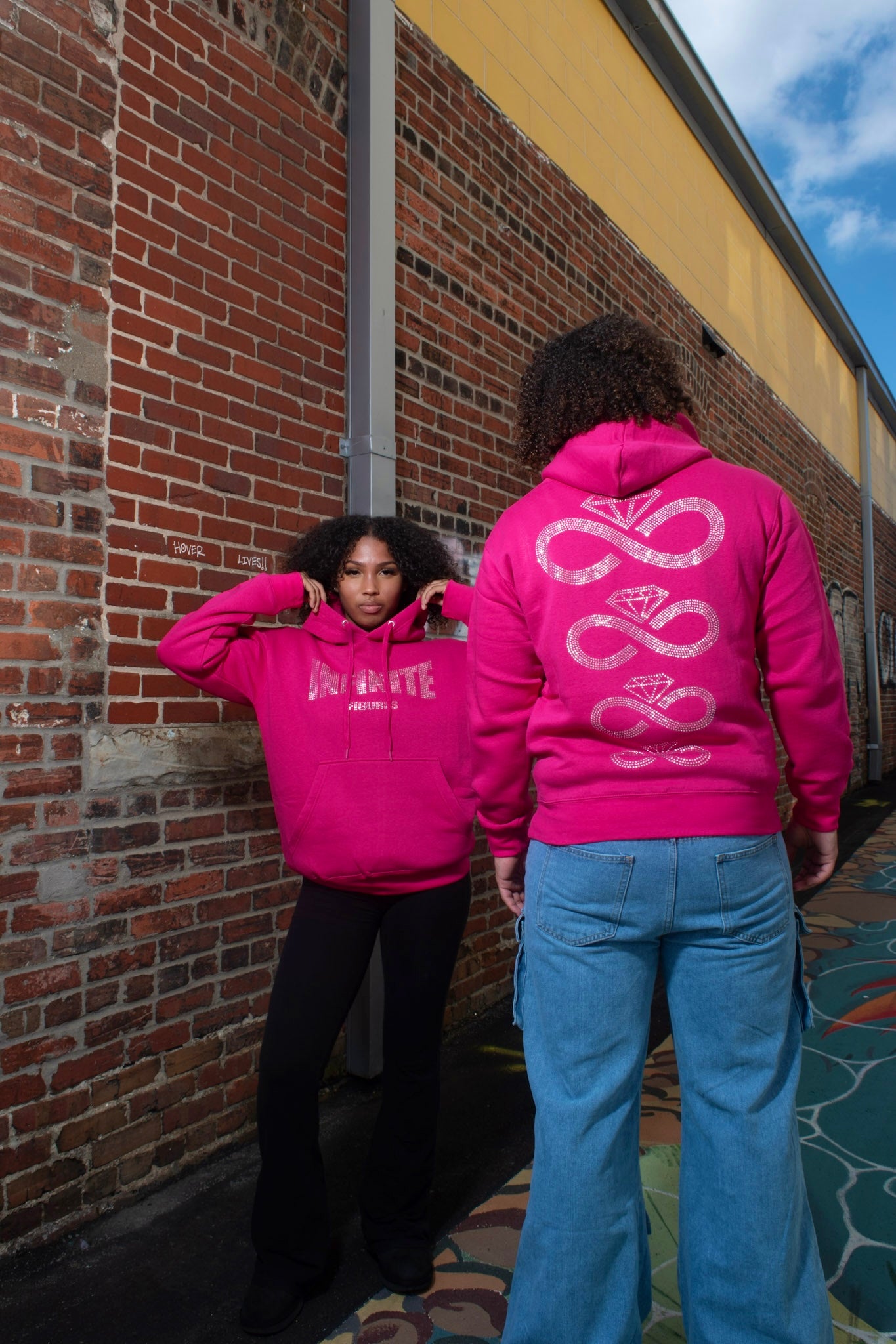 PINK RHINESTONE HOODIE