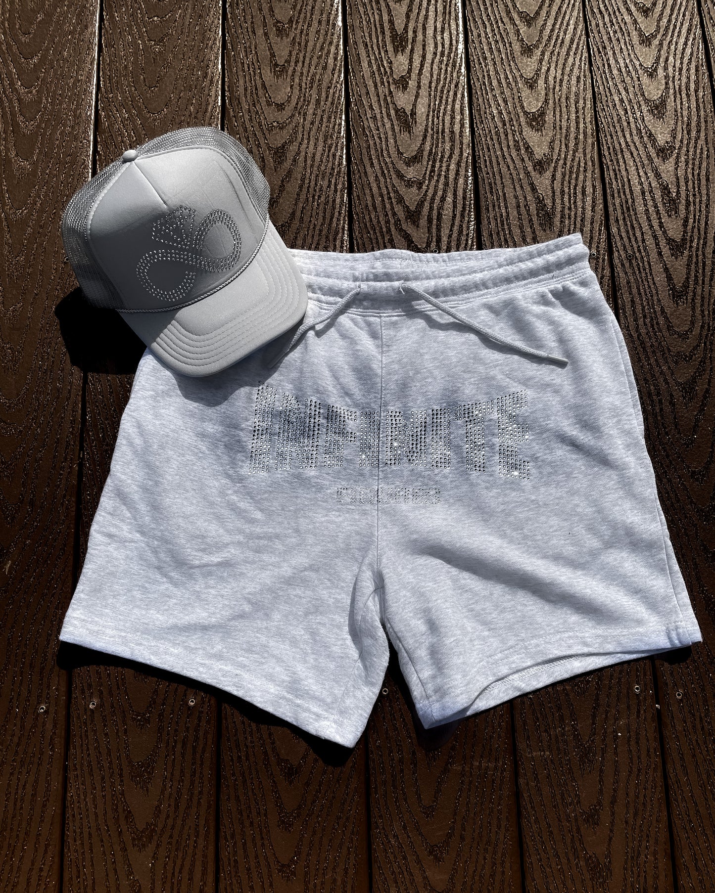 Grey Rhinestone Shorts