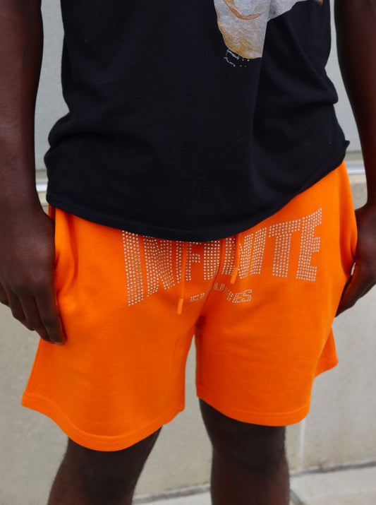 Orange Rhinestone Shorts